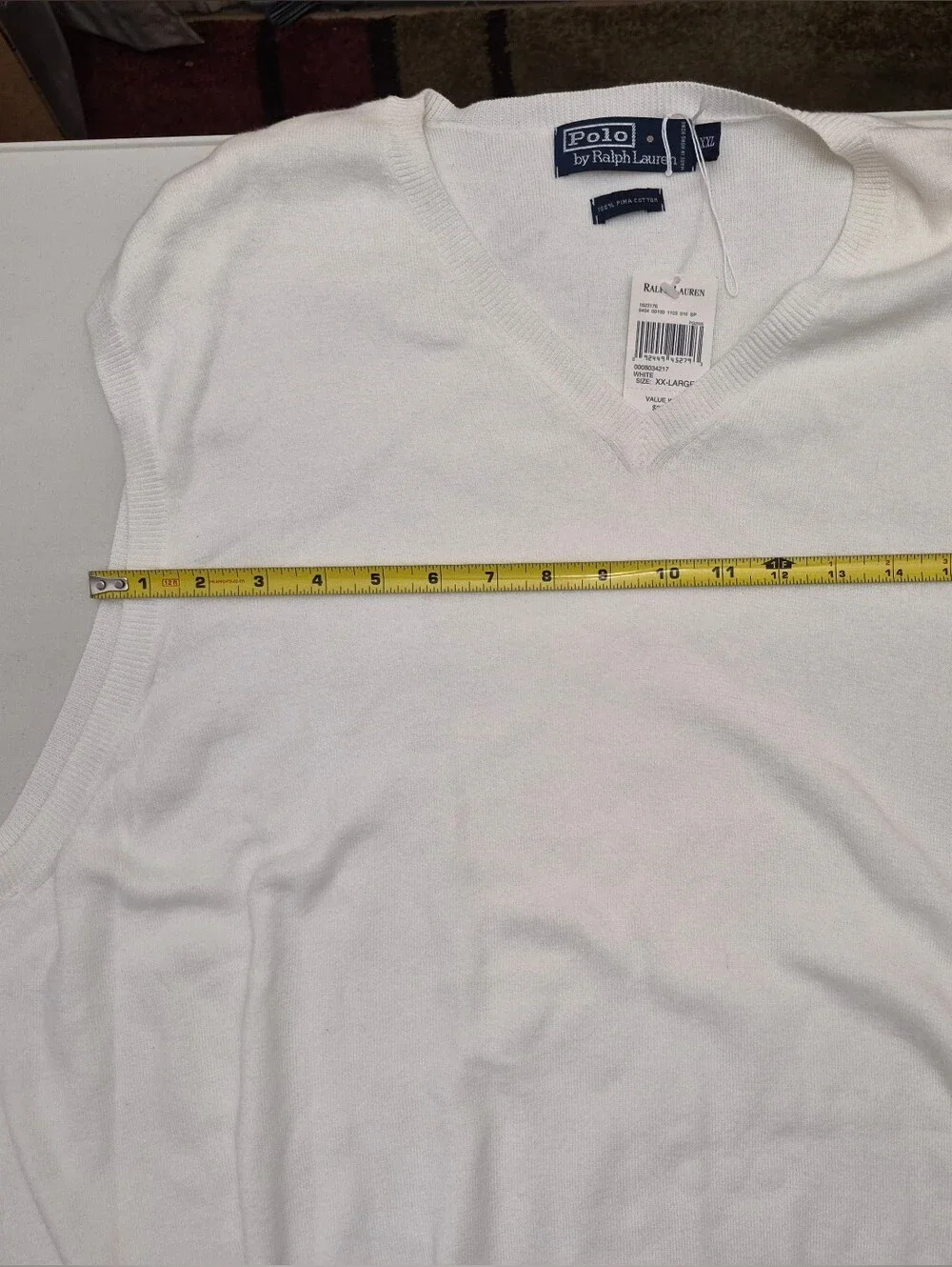 NWT Polo Ralph Lauren Cream V-Neck Vest Pima Cotton
